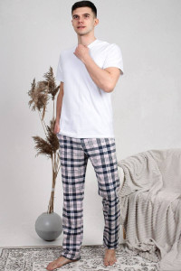 Брюки мужские Брм-02 кулирка набивная (последний размер) клетка 52