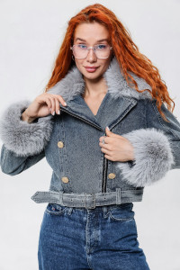 Куртка женская №28037 джинс с полиэстером (последний размер) синий 44