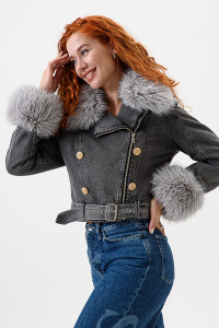 Куртка женская №28037 джинс с полиэстером (последний размер) черный 46