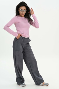 Брюки женские №058621 эко-замша (р-ры: 42-52) серый