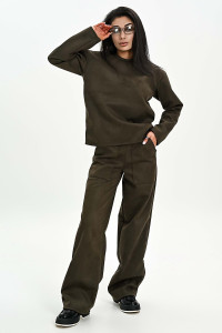 Свитшот женский №058620 эко-замша (р-ры: 42-52) хаки