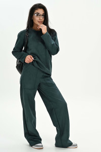 Свитшот женский №058620 эко-замша (р-ры: 42-52) изумрудный