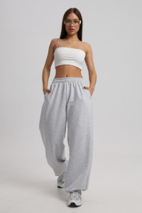 Брюки женские Б-02 футер 2-х нитка (р-ры: XS-L) серый