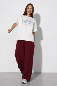 Брюки женские Б-02 футер 2-х нитка (р-ры: XS-L) бордовый