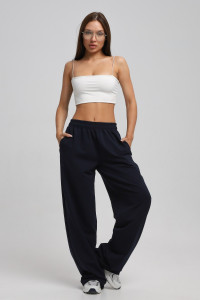 Брюки женские Б-02 футер 2-х нитка (р-ры: XS-L) темно-синий