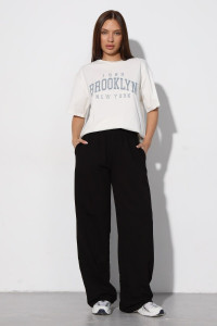 Брюки женские Б-02 футер 2-х нитка (р-ры: XS-L) черный