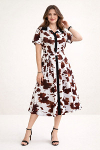 Платье женское №39065 кулирка (р-ры: 46-60) бело-коричневый