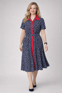 Платье женское №39065 кулирка (р-ры: 46-60) темно-синий