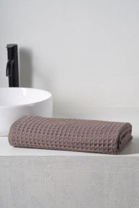 Полотенце вафельное "Ночь нежна" коричнево-серый