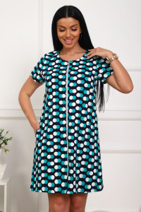 Халат женский №130т/1 кулирка (р-ры: 42-50) т.синий-т.бирюзовый