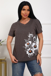 Футболка женская №29540 кулирка (р-ры: 50-60) коричневый