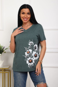 Футболка женская №29540 кулирка (р-ры: 50-60) зеленый