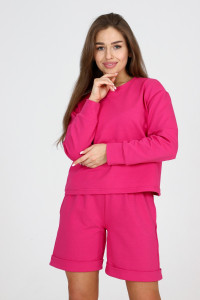 Свитшот женский С-01 футер с лайкрой 2-х нитка (р-ры: 42-62) розовый