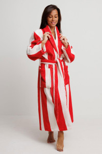 Халат женский махровый Urban Family (р-ры: 42-60) "Полоски красные"