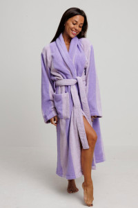 Халат женский махровый Urban Family (р-ры: 42-60) "Полоски фиолетовые"