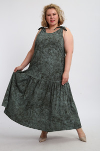 Сарафан женский №002 кулирка (р-ры: 48-68) варенка зеленая