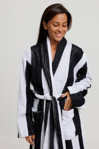 Халат женский махровый Urban Family (р-ры: 42-60) "Полоски черные"