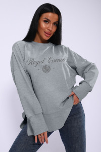 Лонгслив женский ЛЖ-013 кулирка (р-ры: 46-56) серый меланж