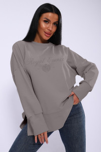 Лонгслив женский ЛЖ-013 кулирка (р-ры: 46-56) серо-бежевый