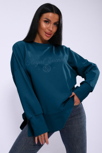 Лонгслив женский ЛЖ-013 кулирка (р-ры: 46-56) сине-бирюзовый