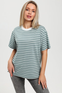 Футболка женская "Брина-2" кулирка с лайкрой (р-ры: 44-54) серо-зеленый