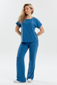 Костюм двойка женский К-067 вискоза-жаккард (р-ры: 46-56) голубой