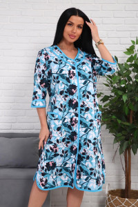 Халат женский 01076 кулирка (р-ры: 50-60) бирюзовый