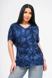 Футболка женская "Оксана" вискоза (р-ры: 48-66) тай-дай синий
