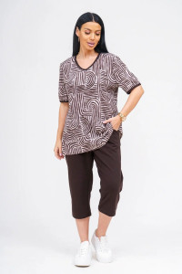 Костюм двойка женский "Арина" хлопок (р-ры: 50-60) шоколад