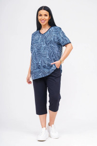 Костюм двойка женский "Арина" хлопок (р-ры: 50-60) индиго