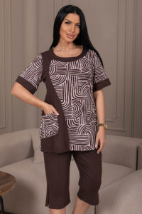 Костюм двойка женский 2143/1 кулирка (р-ры: 48-62) коричневый