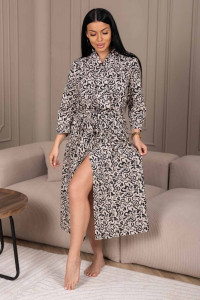 Халат женский 1874/8 кулирка (р-ры: 48-62) бежевый-черный