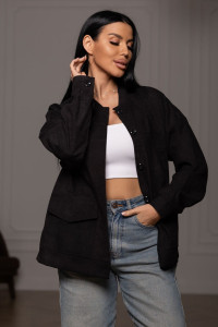Бомбер женский 2167 вельвет (р-ры: 48-58) черный