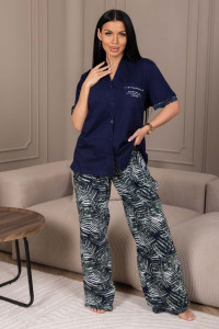 Костюм двойка женский 2161/1 кулирка (р-ры: 50-60) синий-зеленый