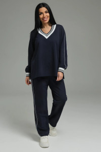 Костюм двойка женский "Акцент" футер 2-х нитка с лайкрой пенье (р-ры: 50-60) синий