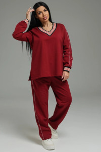 Костюм двойка женский "Акцент" футер 2-х нитка с лайкрой пенье (р-ры: 50-60) бордо