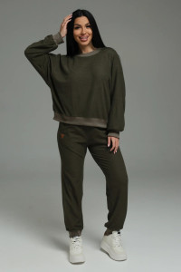 Костюм двойка женский "Калипсо" трикотаж клетка (р-ры: 44-58) хаки