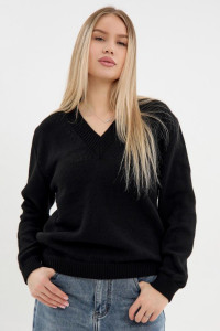 Джемпер женский "Моника Ч" вязаное полотно (р-ры: 44-62) черный
