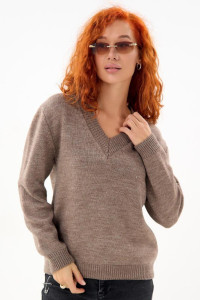 Джемпер женский "Моника К" вязаное полотно (р-ры: 44-62) темно-коричневый