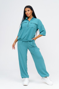 Костюм двойка женский №31836 сингапур (последний размер) синий 50