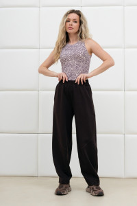 Брюки женские "Бейс" футер вискозный (р-ры: 46-56) темно-коричневый