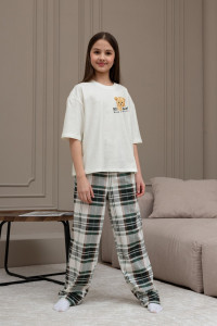 Костюм двойка детский "Мишель-1" кулирка (р-ры: 140-170) зеленый