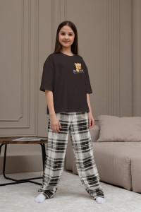 Костюм двойка детский "Мишель-1" кулирка (р-ры: 140-170) коричневый