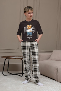 Костюм двойка детский "Мишель-3" кулирка (р-ры: 140-170) коричневый