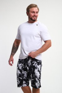 Шорты мужские ШМ-03 кулирка (р-ры: 46-56) черный-белый дым