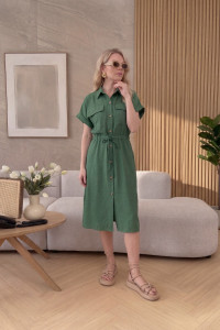 Платье женское №14539 жатка (р-ры: 42-56) темно-зеленый