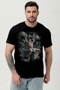 Футболка мужская №8596 кулирка (р-ры: 46-70) черная-Зевс