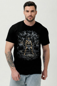 Футболка мужская №8596 кулирка (р-ры: 46-70) черная-Олимп