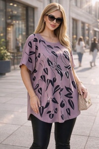 Футболка женская F8113 "Urban Elegance" хлопок стрейч (р-ры: 58-68) сухая роза