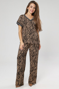 Костюм двойка женский М-1041 жатка (р-ры: 46-56) зебра беж